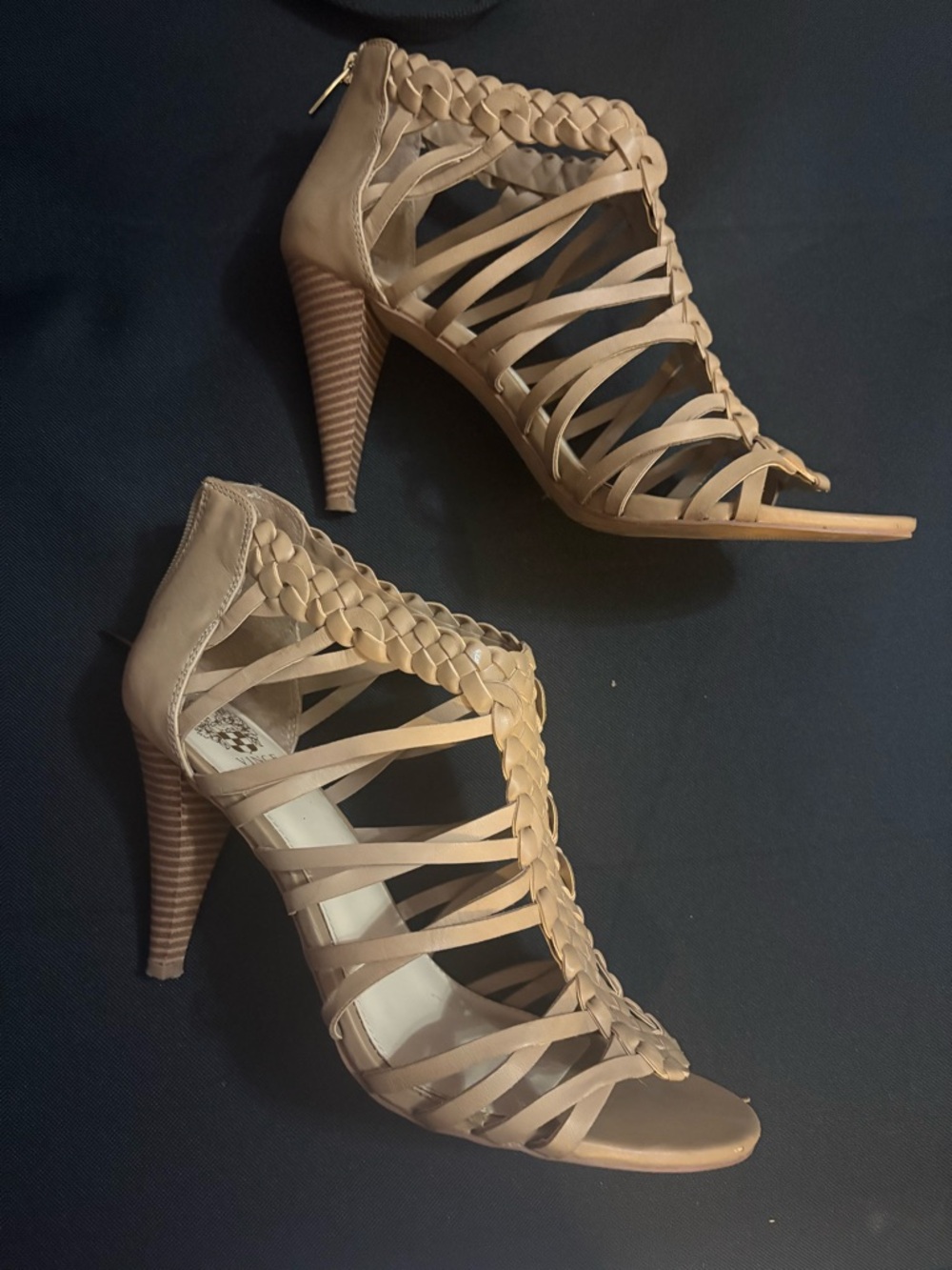 Vince Camuto Tan Braided Strappy High Heel Sandals